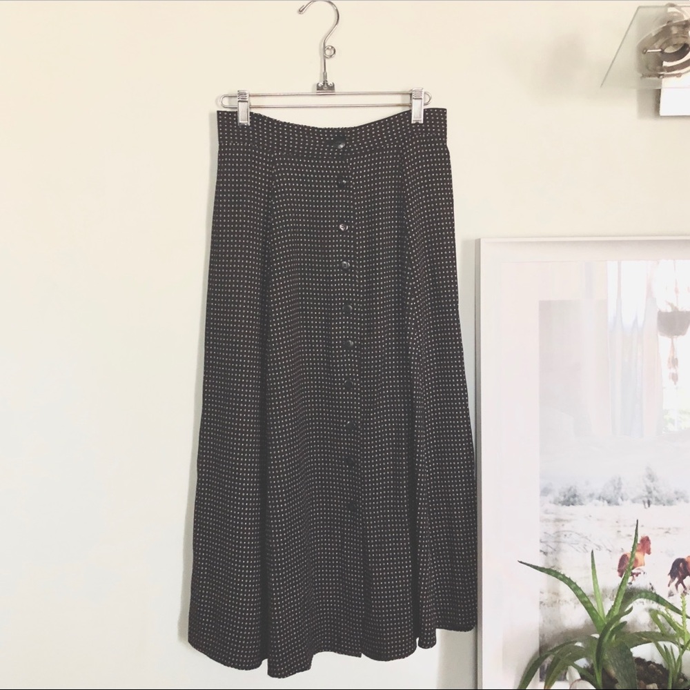Vintage Button Front Midi Skirt